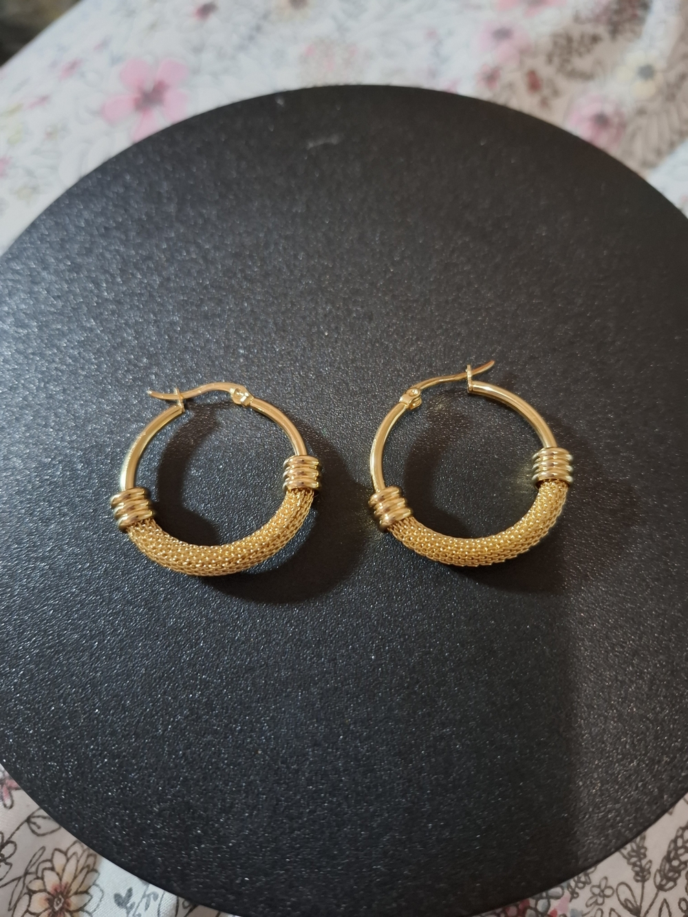 Gold Textured Hoop Earrings for Women